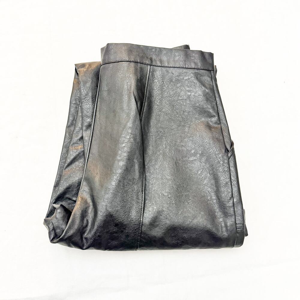 Princess Polly Faux Leather Wide Leg Seam Pleat Carpenter Style Pant Size 4